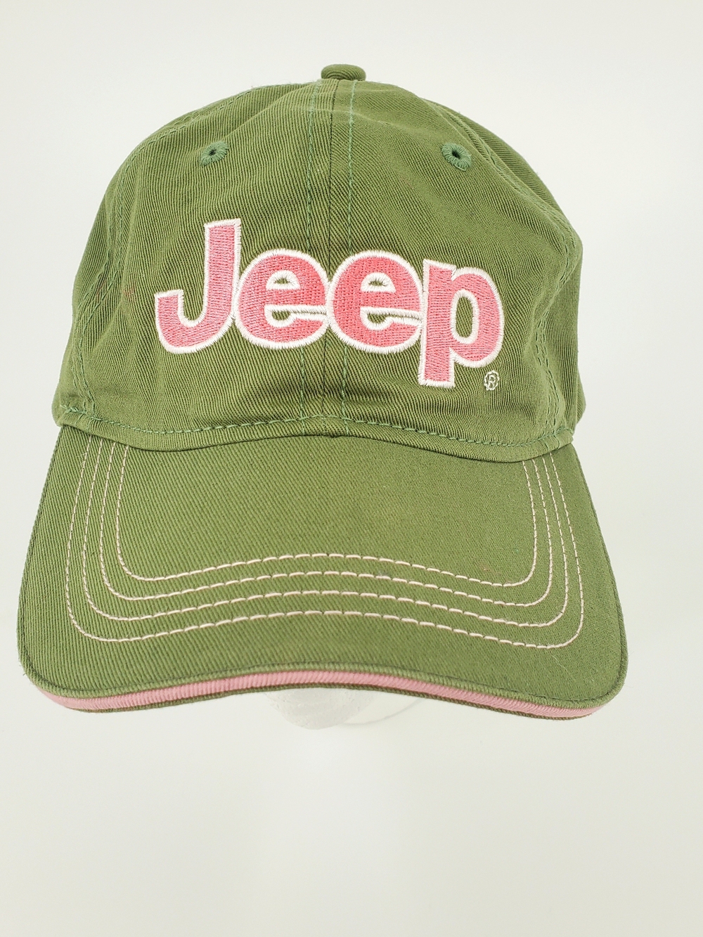 Jeep Hat Women's Olive Green & Pink Jeep Cap Adjustable Back Strap